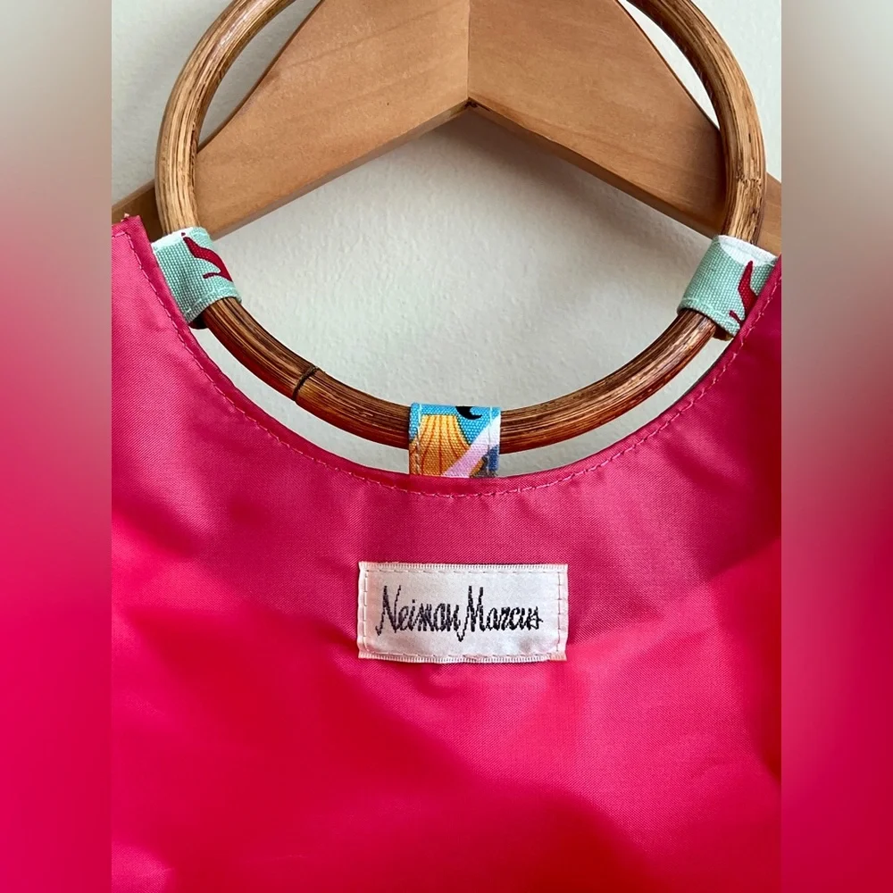 NEIMAN MARCUS Tote Purse Bag Fashion Diva Model Ladies Bamboo Handles MCM Chic - Picture 6 of 13